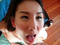 Asian girl deepthroat and a facial Asian girl deepthroat and a facial