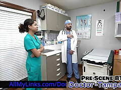 pielęgniarki rozbierają się i badają się nawzajem, podczas gdy lekarz tampa patrzy! " która pielęgniarka idzie 1st?" od lekarza-tampacom