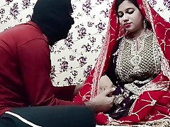 Indian Desi Mind-blowing Bride with her Husband on Wedding Night