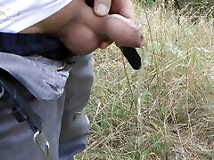 Piss tail cleaned - swallow spunk in public
