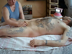 instead of a massage, she wanks off my cock instead of a massage, she wanks off my cock