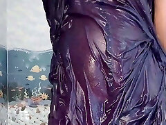 Priya’s new bathing flick in petticoat – hot bathing