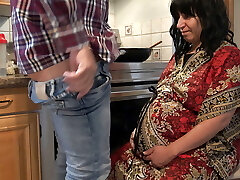 Pregnant stepmom cheating with stepson while husband is at work