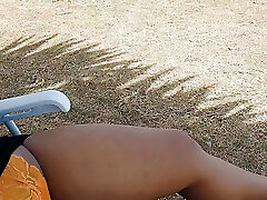 Panties and cameltoe: spycam in park