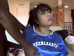 Asian teen May Lee Takes Two Big Black Rods