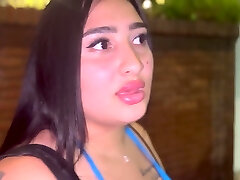 Inked Latina Plus-size offers to fuck her in public - POV