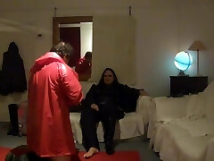 BBW Mistress Lydia Has Slave Slurp PVC Shoes And Feet Clean