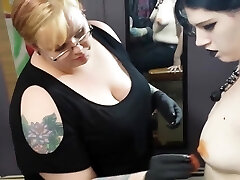 goth girl gets her nip pierced