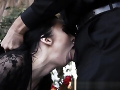 Goth babe throating and riding sausage