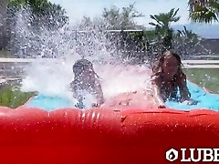 LUBED - Slip and Slide threesome with Kristen Scott and Scarlett Sage
