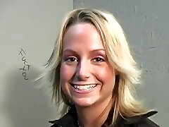 Cute Blonde Blowing Black Gloryhole Cock In The Restroom