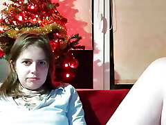 half bare near the Christmas tree girls