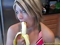 Teen banana suck off tease