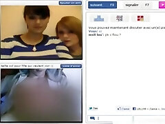 Two naughty french girls have cybersex on chat roulette