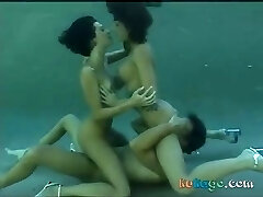 Underwater fuckfest with two hot brunettes