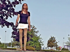 TGIRL wears highly short Skirt in Public - Crossdresser