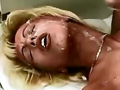Classic facial german blonde gets the jizm in her eye