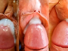 Compilation of copious creampies and cum in pussy close-up of sweet giant boobed MILF