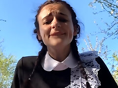 Schoolgirl Gets Torn Up In The Bushes