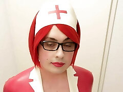 crossdresser latex nurse & amp; corset