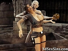 3D Zombie Pummels Lara Croft!