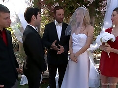 Sightless folded bride Natasha Starr is fucked by groom and several studs