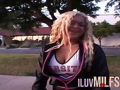 Blond Cheerleader With Immense Tits Getting Her Pussy Destroyed