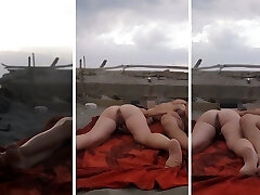 Strangers caught us masturbating on nudist beach in Maspalomas Dunes Canary with cumshot Part 2 - MissCreamy