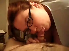 Nerdy glassed fat big boobed brunette nymph pov blowjob in the bedroom Nerdy glassed fat big boobed brunette nymph pov blowjob in the bedroom
