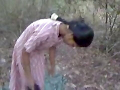 Hard Indian nipples and hairy vag recorded in park