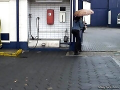 Foxy babe gets nailed in the rest room through gloryhole Foxy babe gets nailed in the rest room through gloryhole