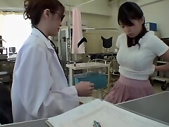 Dildo fuck for steaming Jap during her medical examination