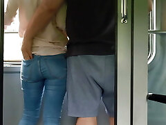 An unknown girl touches my dick in the instruct and then I jerk off in the douche.