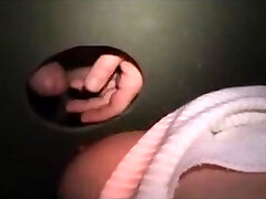 Redhead wifey at gloryhole , jizz pie at end (Camaster)