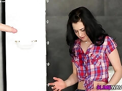 Gloryhole slut bukkaked