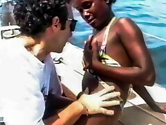 Dark-hued Bikini Honey Public Interracial Banging On A Boat And B