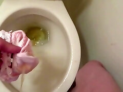 Peeing to pink undies!