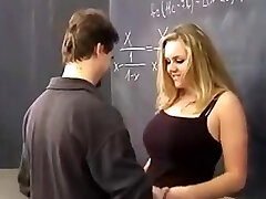 Blonde student offers her mounds to her French professor