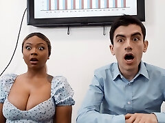 Interracial ravaging in the office with naughty Avery and Zoe