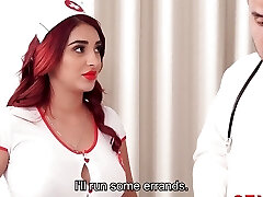 Lusty Redhead Nurse with Big Booty Gives Suck and Cumshot Treatment to Patient