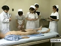 Subtitled CFNM Japanese medic nurses blowjob seminar