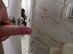Cute Japanese hotel employee caught me tugging and helped me jizz.