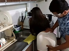 Hindo Latina Stepsister Porks with her Cousin in the Kitchen Jizm in Mouth and Eats Cum