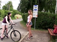 Svelte indeed nasty Lexi Rain turns bike fun into lesbian sex outdoors