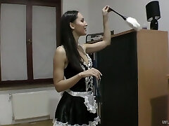 Super sexy maid in uniform Lilu Moon is polishing a dick with her throat and vag