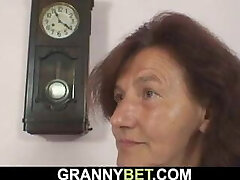 70 years old woman enjoys sucking and riding