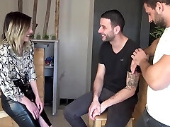 French Young Slut In Black Pantyhose Has Slut Threesome Dp