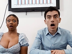 Interracial ravaging in the office with naughty Avery and Zoe