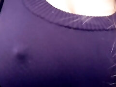 Boobwalk Hard Nipples Through Tee-shirt