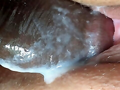Big fat pussy white girl gets lots of cum in creamy humid pussy - torrid sex - asshole closeup - jizz-shotgun cumming - don't jizz inside me